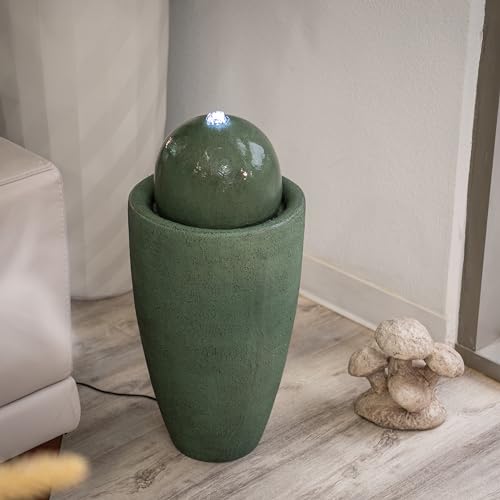 25.98" Modern Sphere Water Fountain with LED Light