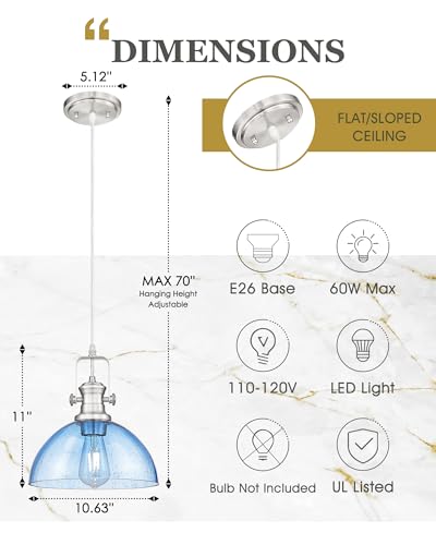 10.5" Brushed Nickel Pendant Lights Kitchen Island