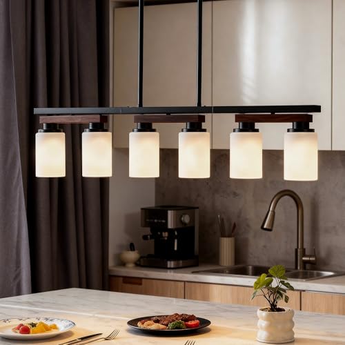 6 Light Black Linear Chandelier