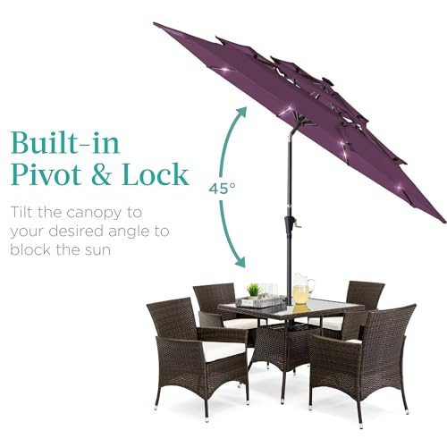 10ft 3 Tier Solar Patio Umbrella