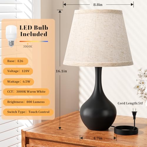 16.1" Touch Table Lamp for Nightstand
