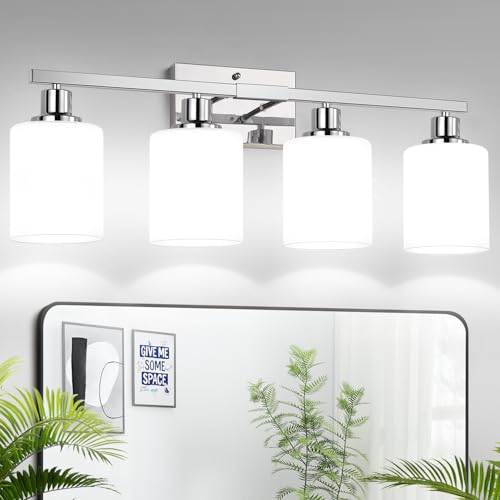 4 Light Vanity Light with Milky White Shades