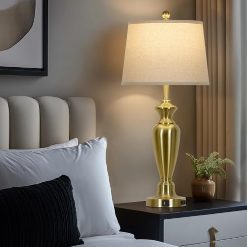 30" Tall Gold Table Lamps Set of 2 (2 Count)