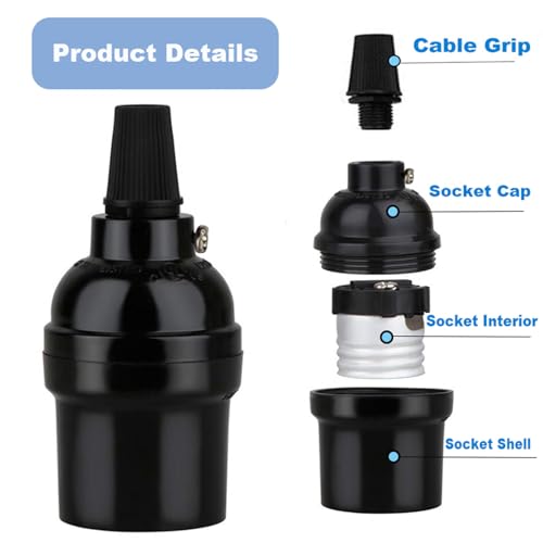 Keyless Medium Base Vintage Socket (3 Count)