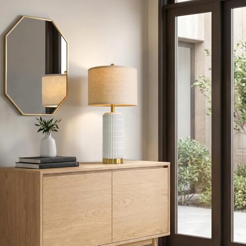 Farmhouse Table Lamps for Living Room Set of 2 with Gold Base (2 Count)