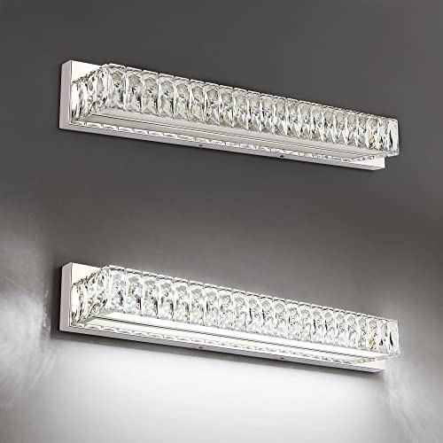 Crystal Bathroom Light Fixtures Over Mirror