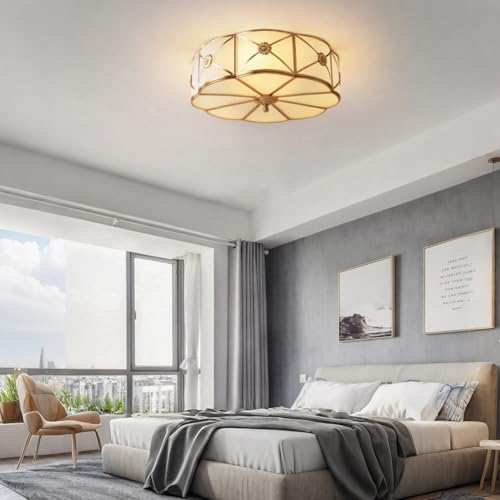 14 Inch Brass Flush Mount Ceiling Light