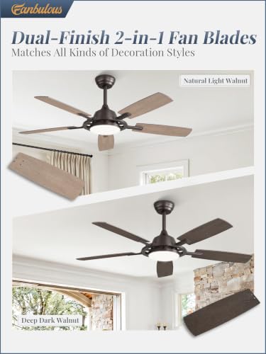 52 Inch Black Ceiling Fans with 3CCT Lights and Remote (Oil Bronze / 52")