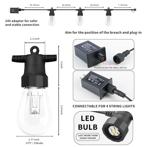 Outdoor String Lights 27FT