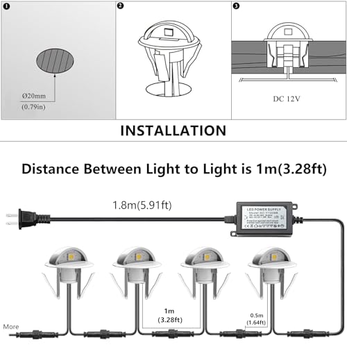 RNEHON 16 Pack Warm White LED Deck Lights Kit (16 Count)