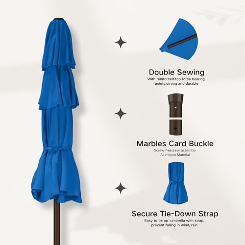 10ft 3 Tier Patio Umbrella with Solar Lights