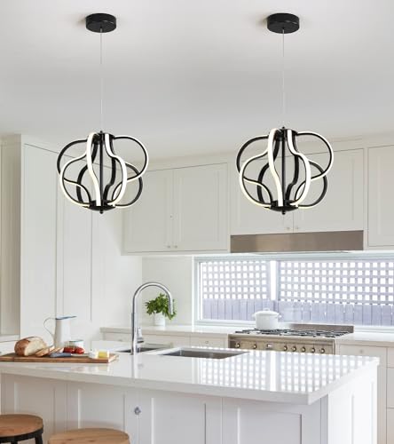 Modern Black LED Chandelier Ceiling Light Fixture