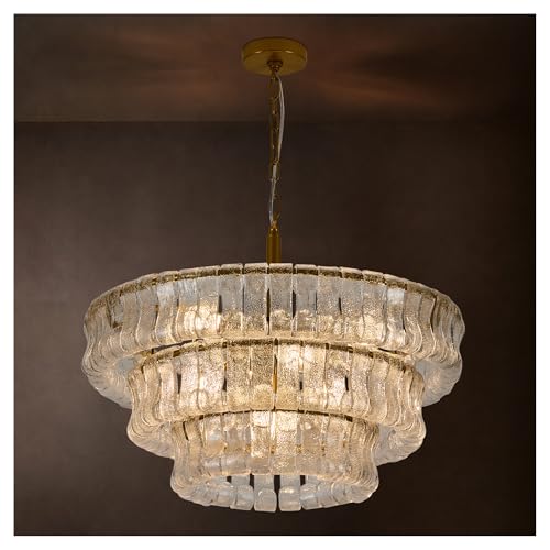 26 Inch Modern Round Clear Crystal Glass Chandelier
