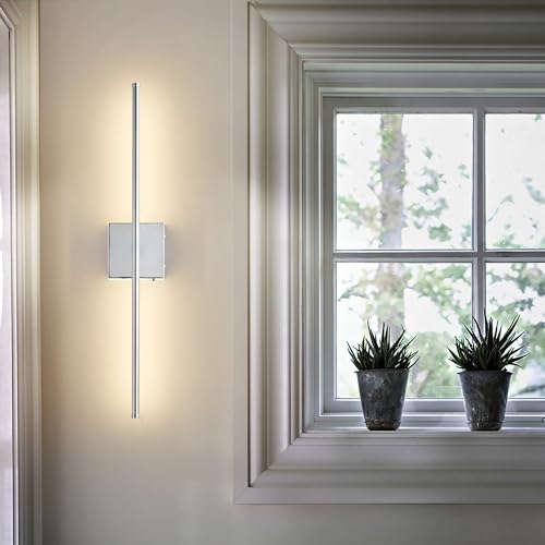 24.4 Inch Wall Sconces Battery Operated for Living Room Chrome (2 Count)