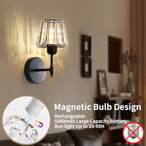 Battery Operated Crystal Wall Sconce Set of 2