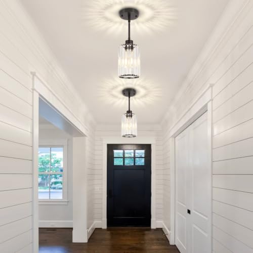 Black Pendant Lighting Over Island