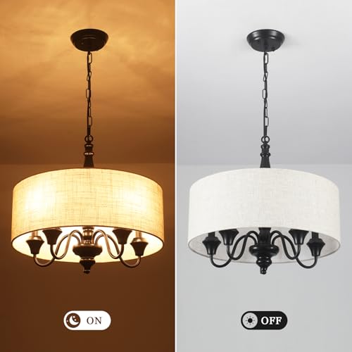 5 Light Drum Chandelier for Dining Room