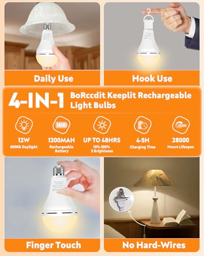 KeepLit 8 Pack Emergency Rechargeable Light Bulbs (8 Count)