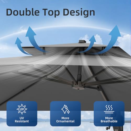 10x13 FT Patio Cantilever Outdoor Umbrella Large Offset Umbrellas