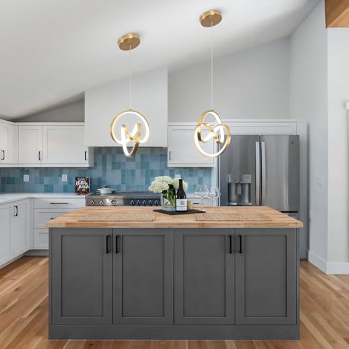 Modern LED Pendant Light Fixtures 5500K Pendant Lights Kitchen Island Lighting Adjustable Height Gold Hanging Lamp for Dining Room Bedroom Living Room (3 Count)