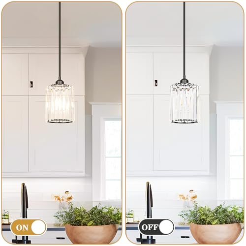 Black Kitchen Pendant Lights Over Island with Adjustable Rods