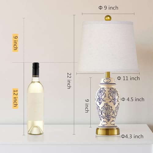 Chinoiserie Ceramic Small Table Lamps Set of 2 for Bedroom Bedside (2 Count)
