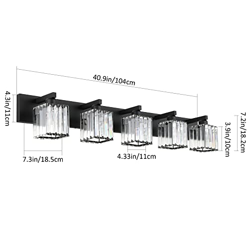 Bathroom Vanity Light Black Light Fixtures 5 Light Crystal Vanity Light Modern Bathroom Lighting