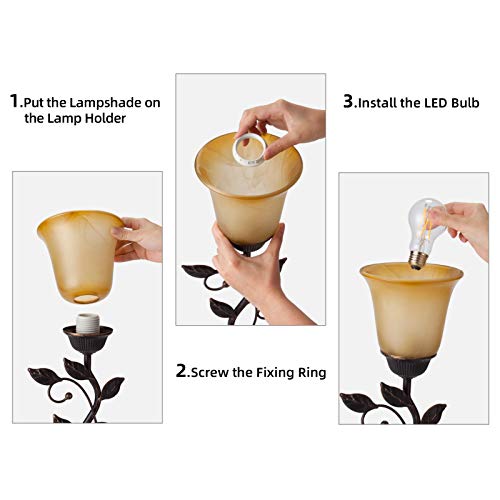 Touch Control Leaf Vintage Table Lamp with 3