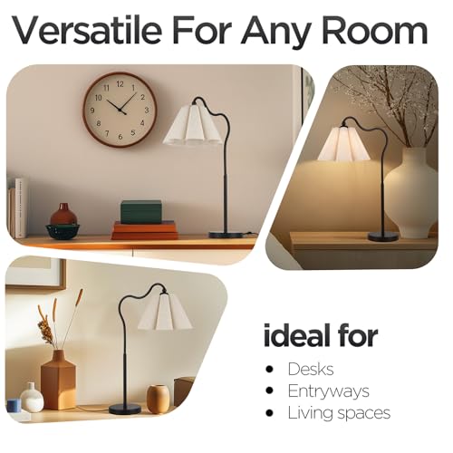 Table Lamp with Beige Pleated Linen Shade