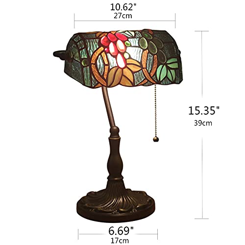 Tiffany Style Bankers Table Lamp Stained Glass Piano Desk Lamp Vintage Bedroom Bedside Lamp for Study