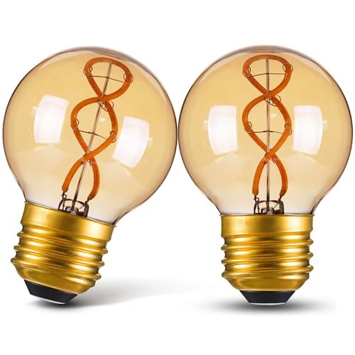 E26 Amber Edison Light Bulb 25 Watt Equal 3W G16.5 LED Bulbs (2 Count)
