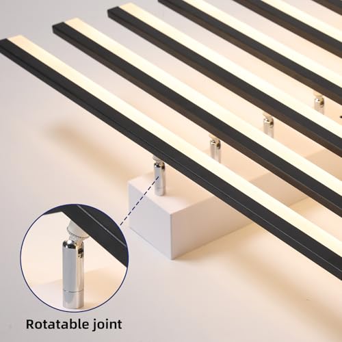 15 Lights Adjustable Linear Modern Ceiling Light with Remote Control Dimmable LED Chandelier Semi Flush Mount Light Fixture for Dining Room Kitchen Island Living Room