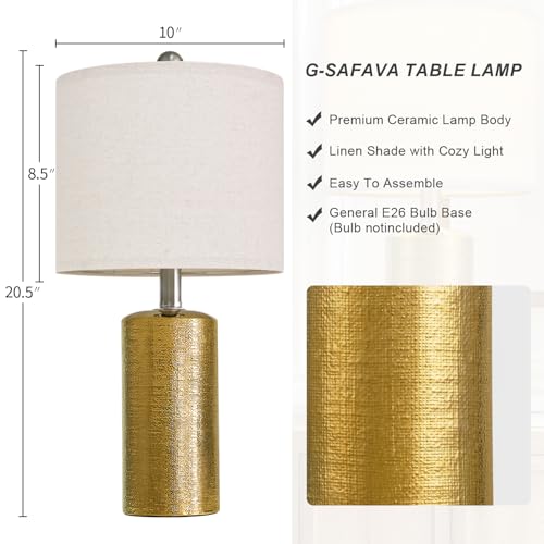 Small Table Lamps Set of 2 for Living Room 20.25" Gold Lamps Bedside Lamps (2 Count)