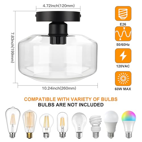 Industrial Semi Flush Mount Ceiling Light Extra Large