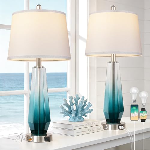 Glass Table lamps for living room (2 Count)