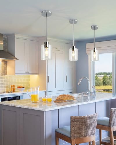 Chrome Pendant Lights Kitchen Island (3 Count)