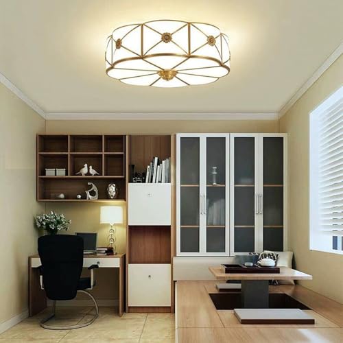 Vintage Brass Flush Mount Ceiling Light Suit for Living Room Bedroom