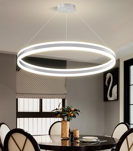 D31.5'' Modern Ring Chandelier for Dining Room LED Dimmable Pendant Lighting High Ceiling Chandelier for Living Room Foyer Bedroom Entryway 3000K