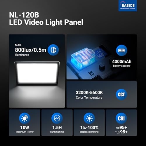 Basics 9" LED Light Panel with Desk Tripod Stand
