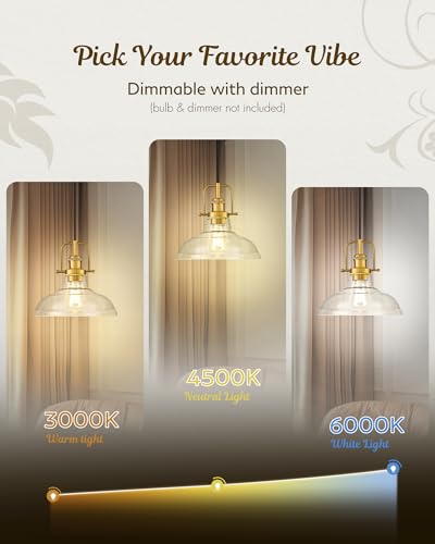 11" Gold Pendant Light Fixture