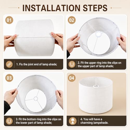 drum Fabric White lamp shades Set of 2 for table lamps