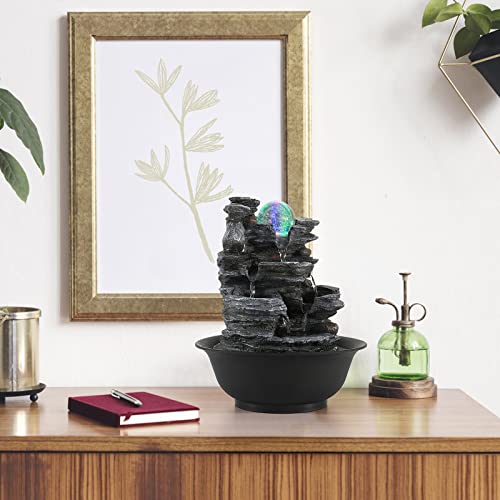 Tabletop Water Fountain Waterfall Fountains Indoor with LED