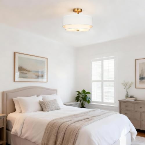 16" Drum Semi Flush Mount Light for Living Room