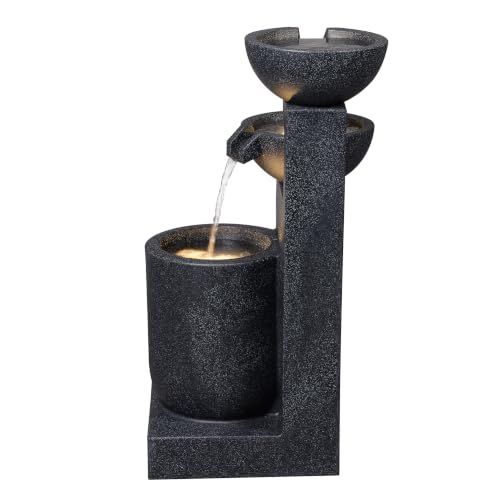 Black Modern Tiered Bowl Fountain
