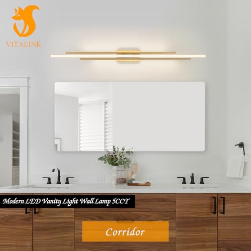 55" Long Vanity Light Gold Bathroom Wall Light Fixtures Long Vanity Lights Over Mirror Lighting Lamps Dimmable Bathroom Wall Mount Lighting Over Vanity Mirror
