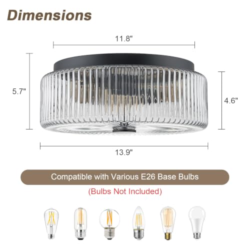 13.9 Inch Matte Black Flush Mount Ceiling Light