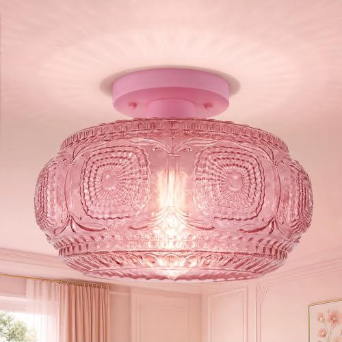 Large Globe Glass Semi Flush Mount Ceiling Light Fixture