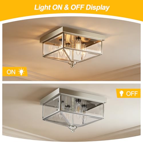 Farmhouse Style Square Flush Mount Ceiling Light