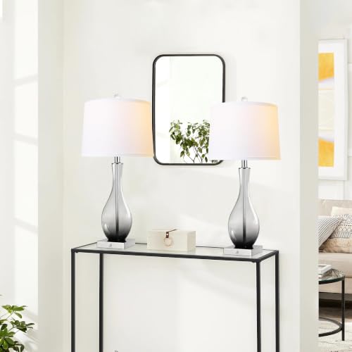 27" Glass Table Lamps with USB Ports (2 Count)