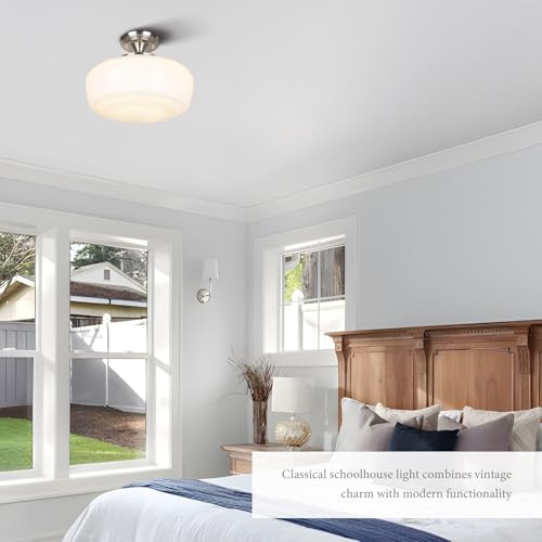 Large Schoolhouse Style Semi Flush Mount Ceiling Light Fixture